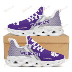 Kansas State Wildcats Logo Custom Name Pattern 3D Max Soul Sneaker Shoes In Purple And Gray