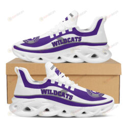 Kansas State Wildcats Logo Custom Name Pattern 3D Max Soul Sneaker Shoes In Purple And White