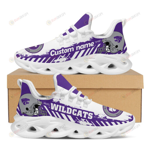 Kansas State Wildcats Logo Helmet And Stripe Pattern Custom Name 3D Max Soul Sneaker Shoes