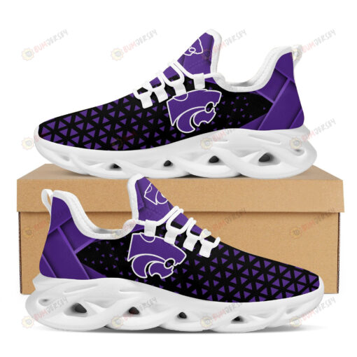 Kansas State Wildcats Logo Pattern Custom Name 3D Max Soul Sneaker Shoes In Purple And Black