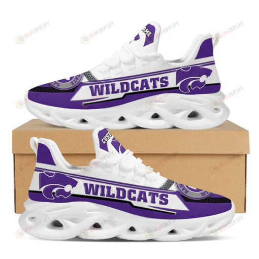 Kansas State Wildcats Logo Pattern Custom Name 3D Max Soul Sneaker Shoes In Purple White