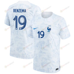 Karim Benzema 19 France National Team 2022-23 Qatar World Cup - Away Youth Jersey