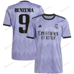 Karim Benzema 9 Real Madrid 2022/23 Away Men Jersey - Purple