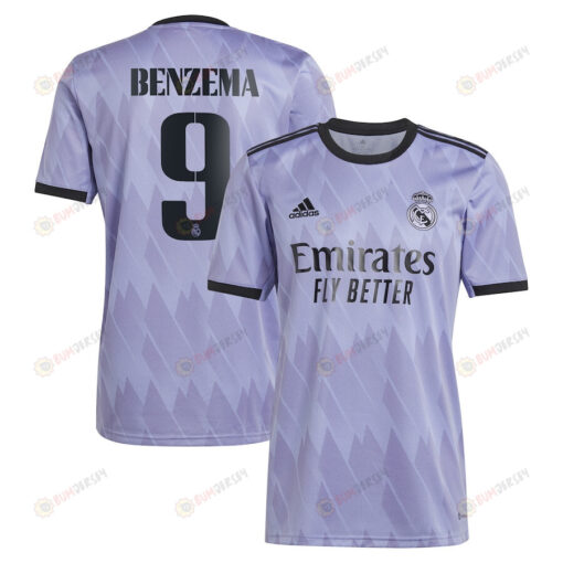 Karim Benzema 9 Real Madrid Men 2022/23 Away Player Jersey - Purple