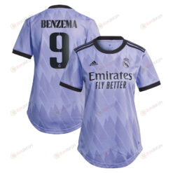 Karim Benzema 9 Real Madrid Women 2022/23 Away Player Jersey - Purple
