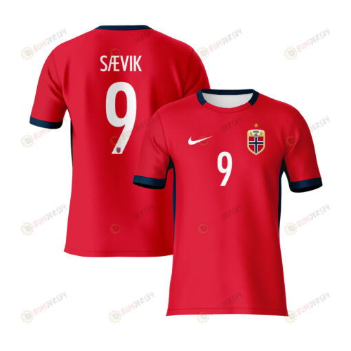 Karina S?vik 9 Norway 2023 Youth Away Jersey - Red - All Over Printed Jersey