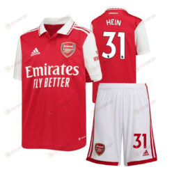 Karl Hein 31 Arsenal Home Kit 2022-23 Youth Jersey - Red