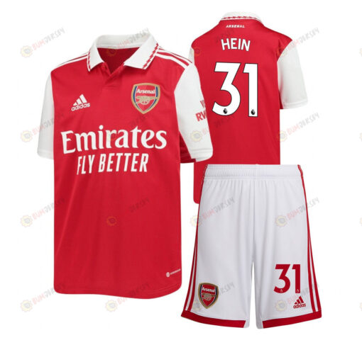 Karl Hein 31 Arsenal Home Kit 2022-23 Youth Jersey - Red