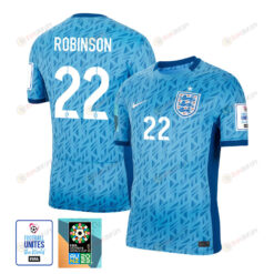 Katie Robinson 22 England 1 Star FIFA Patch Women's National Team 2023-24 World Cup Away Men Jersey