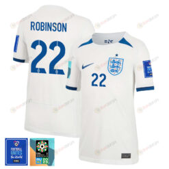 Katie Robinson 22 England 1 Star FIFA Patch Women's National Team 2023-24 World Cup Home Jersey