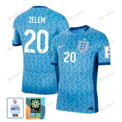 Katie Zelem 20 England 1 Star FIFA Patch Women's National Team 2023-24 World Cup Away Men Jersey