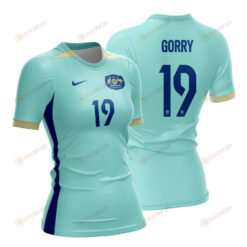 Katrina Gorry 19 Australia 2023 Women Away Jersey - Turquoise - All Over Printed Jersey