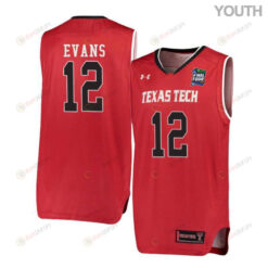 Keenan Evans 12 Texas Tech Red Raiders Basketball Youth Jersey - Red