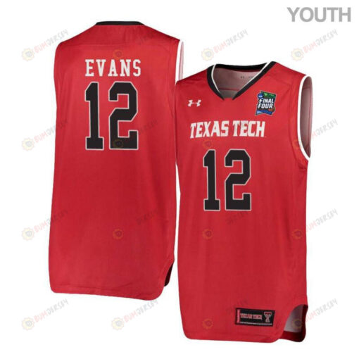 Keenan Evans 12 Texas Tech Red Raiders Basketball Youth Jersey - Red