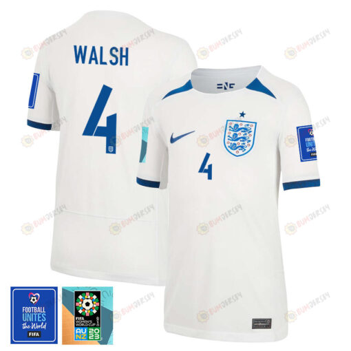 Keira Walsh 4 England 1 Star FIFA Patch Women's National Team 2023-24 World Cup Home Jersey