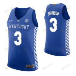 Keldon Johnson 3 Kentucky Wildcats Elite Basketball Home Men Jersey - Blue