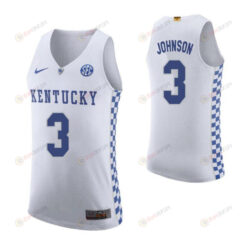 Keldon Johnson 3 Kentucky Wildcats Elite Basketball Road Men Jersey - White