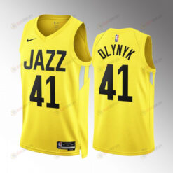 Kelly Olynyk 41 Utah Jazz Yellow Icon Edition Jersey 2022-23 Swingman