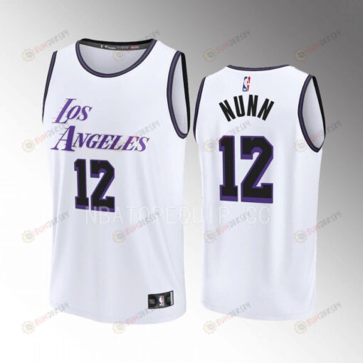 Kendrick Nunn 12 Lakers White Jersey Fast Break Fastbreak 2022-23 City Edition