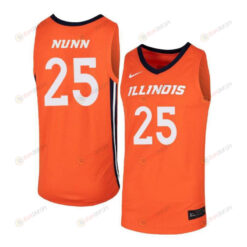 Kendrick Nunn 25 Illinois Fighting Illini Elite Basketball Men Jersey - Orange