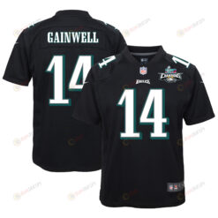 Kenneth Gainwell 14 Philadelphia Eagles Super Bowl LVII Champions 2 Stars Youth Jersey - Black