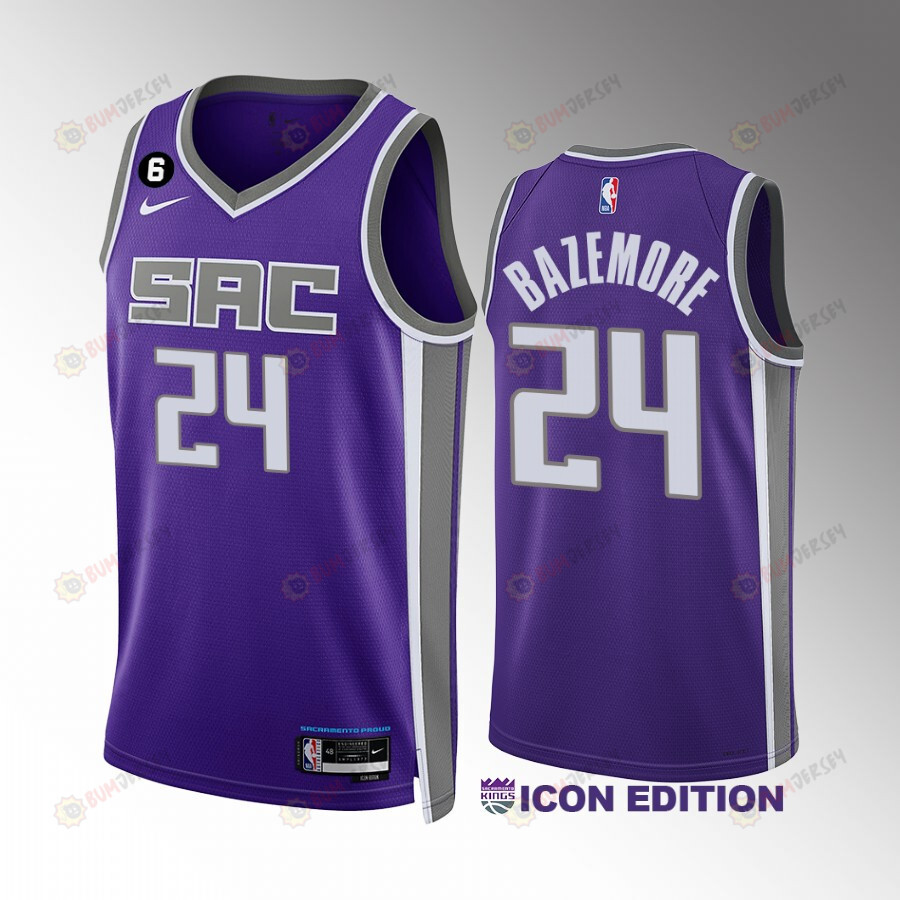 Kent Bazemore 24 Sacramento Kings Icon Edition Purple Jersey 2022-23 Swingman