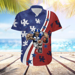 Kentucky Wildcats American Flag Custom Name Tropical Aloha 3D Printed Hawaiian Shirt