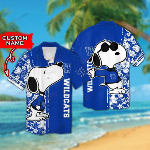 Kentucky Wildcats And Snoopy Custom Name Short Sleeve Button Up Tropical 3D Printed Hawaiian Shirt