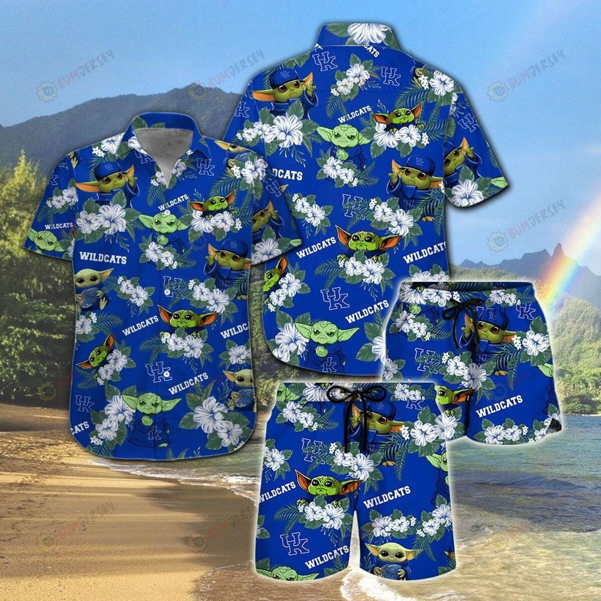 Kentucky Wildcats And Yoda Hawaiian Shirt Set