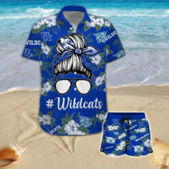 Kentucky Wildcats Girl Messy Bun Tropical Aloha Hawaiian Shirt Set