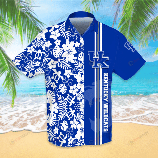 Kentucky Wildcats Hawaiian Shirt With Floral And Leaves Pattern