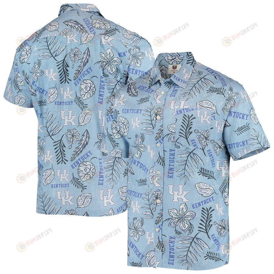Kentucky Wildcats Light Blue Vintage Floral Button-Up Hawaiian Shirt
