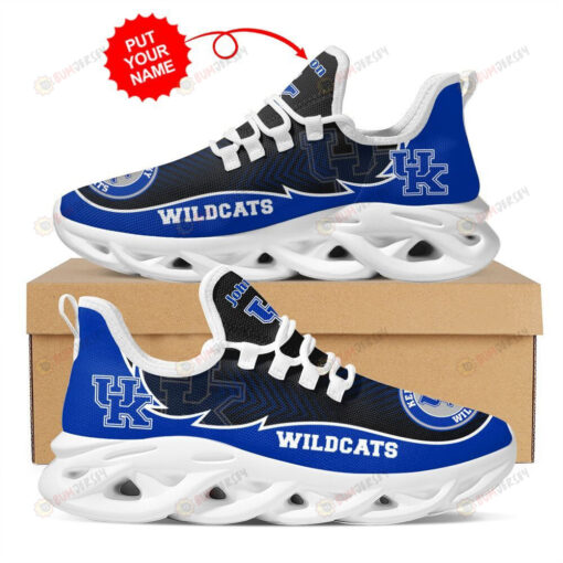 Kentucky Wildcats Logo Pattern Custom Name 3D Max Soul Sneaker Shoes In Blue And Black