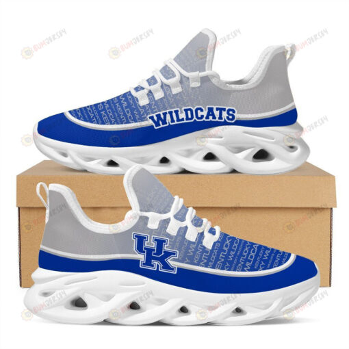 Kentucky Wildcats Logo Pattern Custom Name 3D Max Soul Sneaker Shoes In Gray And Blue