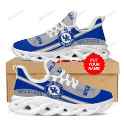 Kentucky Wildcats Logo Pattern In Blue And Gray Custom Name 3D Max Soul Sneaker Shoes