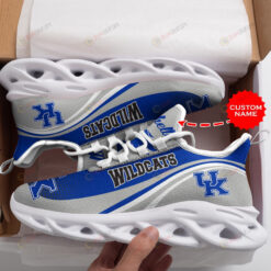 Kentucky Wildcats Logo Stripe Pattern Custom Name 3D Max Soul Sneaker Shoes In Blue And Gray