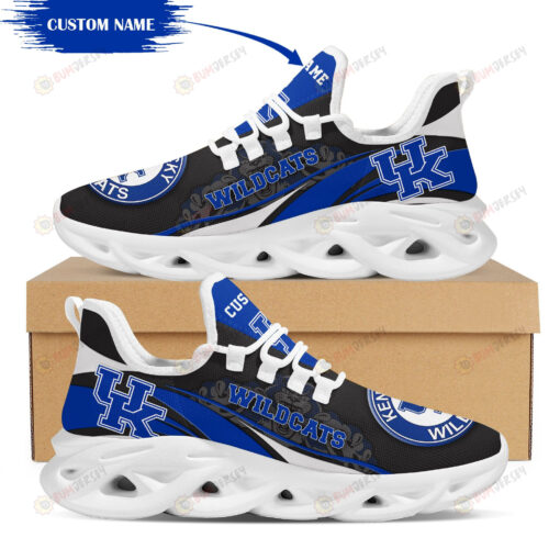 Kentucky Wildcats Mascot Logo Pattern Custom Name 3D Max Soul Sneaker Shoes In Black