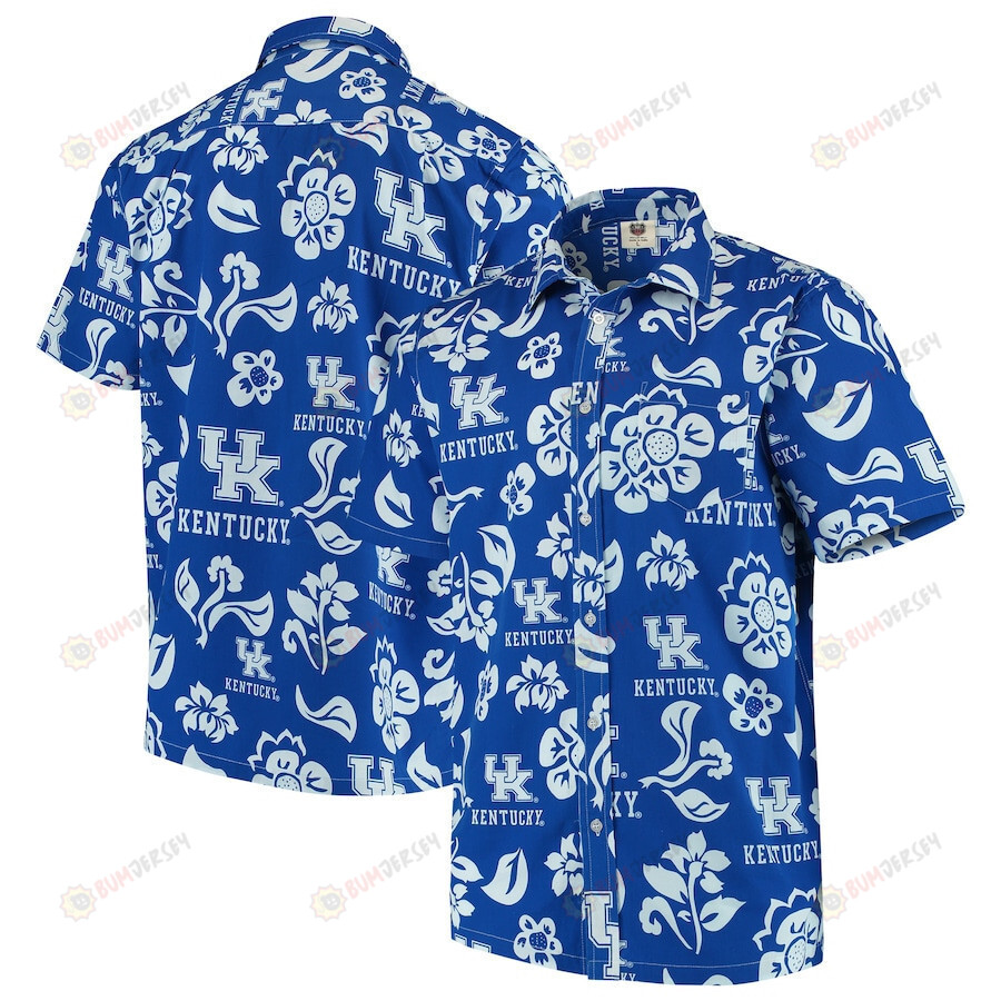 Kentucky Wildcats Royal Floral Button-Up Hawaiian Shirt