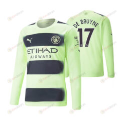 Kevin De Bruyne 17 Manchester City 2022-23 Third Long Sleeve Jersey - Neon Green