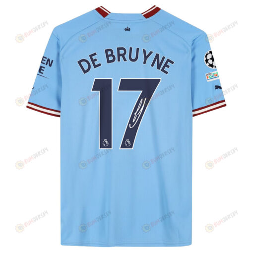 Kevin De Bruyne 17 Signed Manchester City 2022/23 Home Men Jersey - Blue
