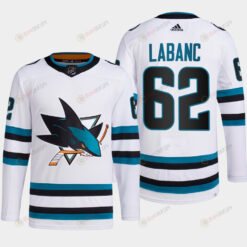 Kevin Labanc 62 San Jose Sharks White Jersey 2022-23 Away Primegreen