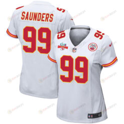 Khalen Saunders 99 Kansas City Chiefs Super Bowl LVII Champions 3 Stars WoMen's Jersey - White