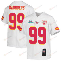 Khalen Saunders 99 Kansas City Chiefs Super Bowl LVII Champions Youth Jersey - White