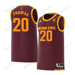 Khalid Thomas 20 Arizona State Sun Devils Retro Basketball Men Jersey - Maroon