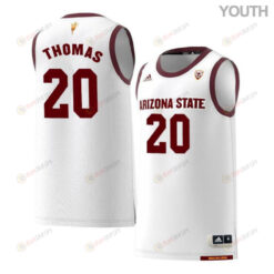 Khalid Thomas 20 Arizona State Sun Devils Retro Basketball Youth Jersey - White