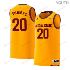 Khalid Thomas 20 Arizona State Sun Devils Retro Basketball Youth Jersey - Yellow