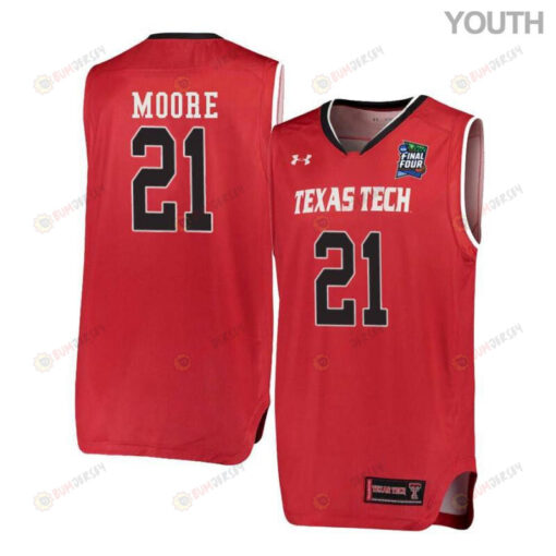 Khavon Moore 21 Texas Tech Red Raiders Basketball Youth Jersey - Red