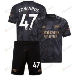 Khayon Edwards 47 Arsenal Away Kit 2022 - 2023 Youth Jersey - Black