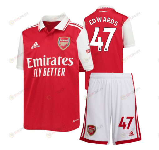 Khayon Edwards 47 Arsenal Home Kit 2022-23 Youth Jersey - Red