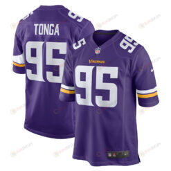 Khyiris Tonga 95 Minnesota Vikings Home Game Player Jersey - Purple